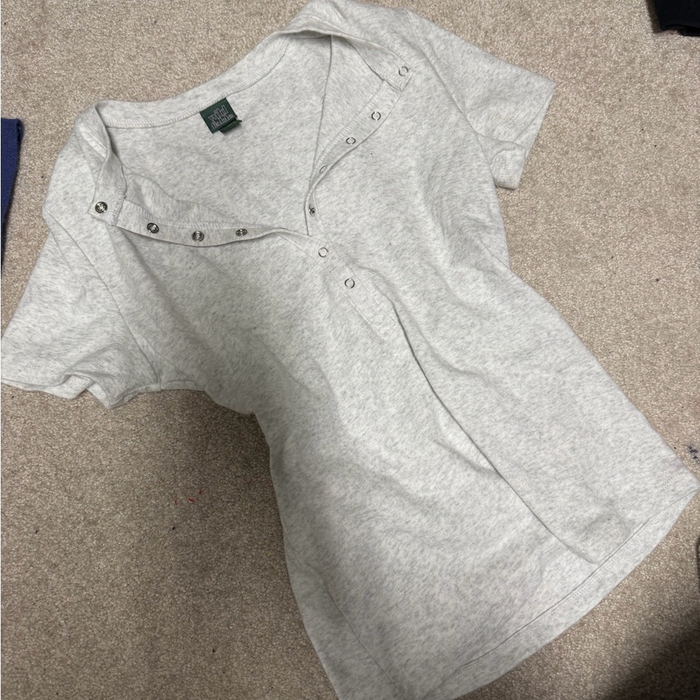 Wild Fable Light Gray Snap-Front Top